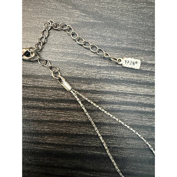 6/$25 VINTAGE 1928 Silver Tone Yellow Rhinestone Cross Necklace - Picture 6 of 6